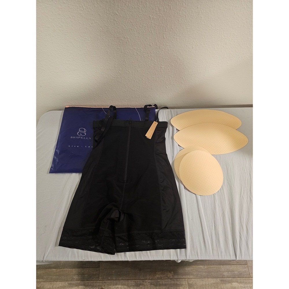 Shapellx Black Padded Shapewear Bodysuit Butt Lifter MT200257 Size L NWT